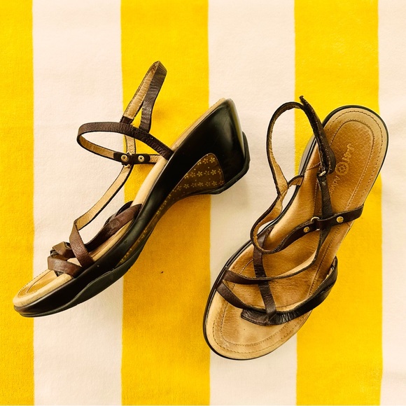 J-41 Adventure On brown leather strappy platform athletic sports sandals. EU 41. - Picture 1 of 16